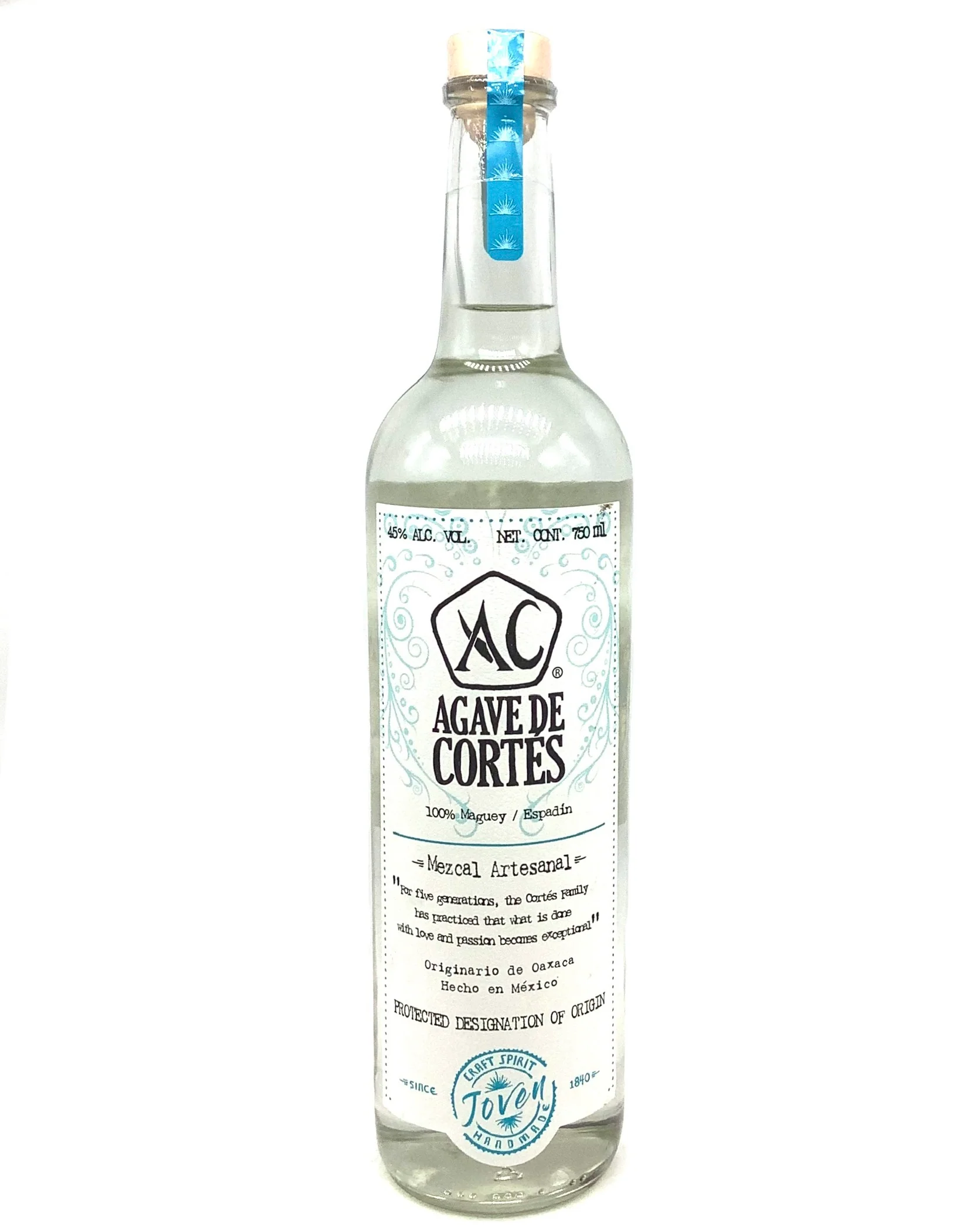 Agave de Cortés, Mezcal Artesanal Joven Espadin, Oaxaca, Mexico 750ml