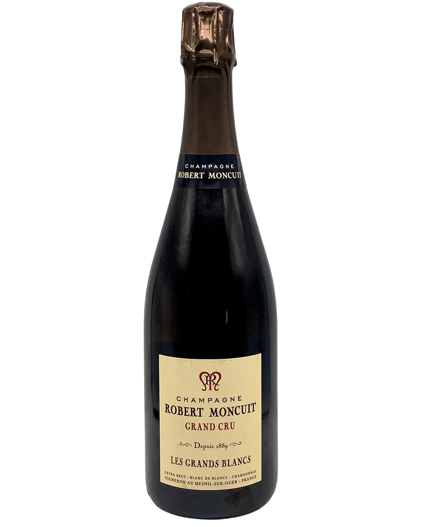 Robert Moncuit, Extra Brut, Les Grands Blancs, Grand Cru à Le Mesnil-Sur-Oger, France NV