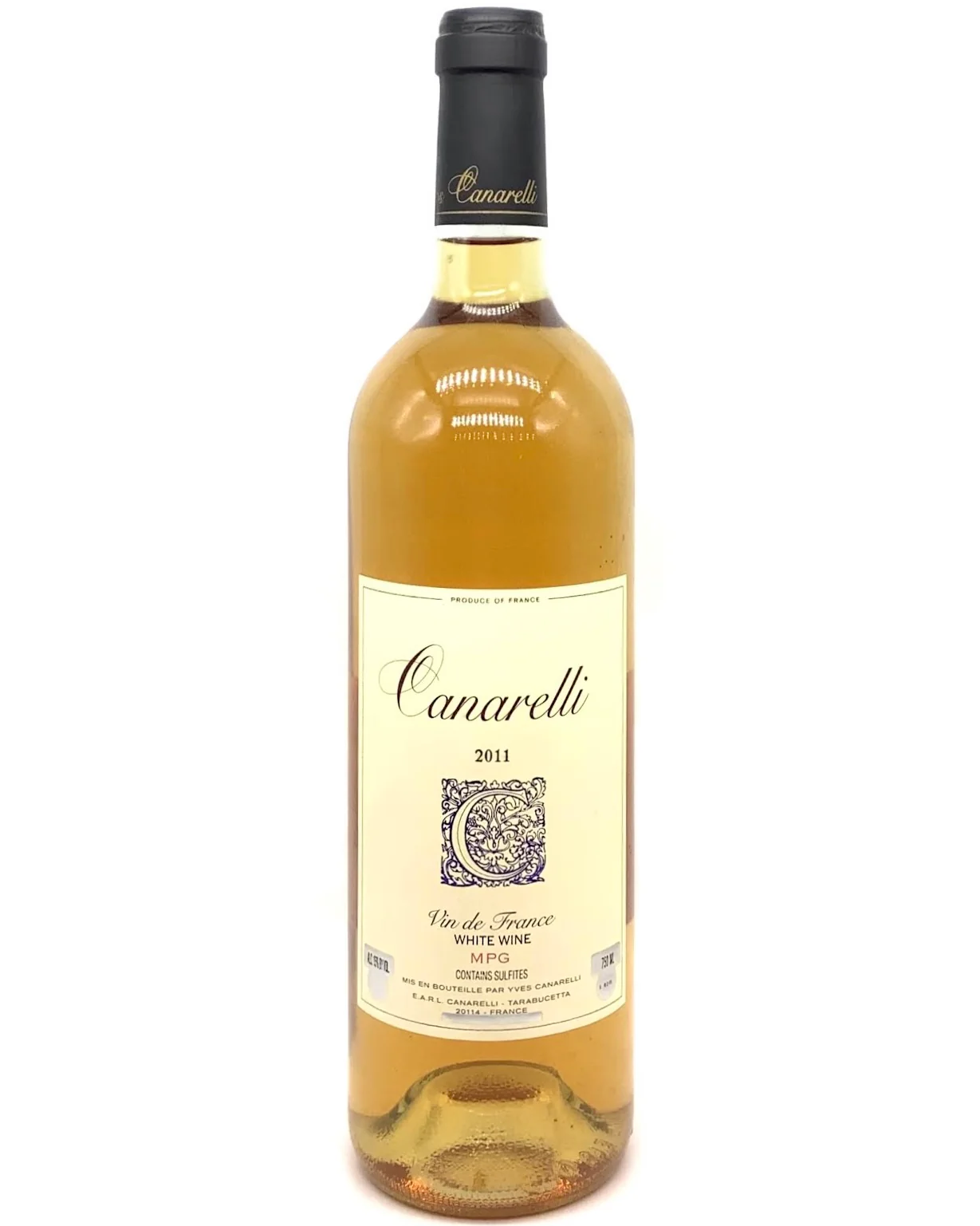 Clos Canarelli, Muscat Blanc à Petits Grains "MPG" Vendage Tardive, Vin de France, Corsica, France 2011