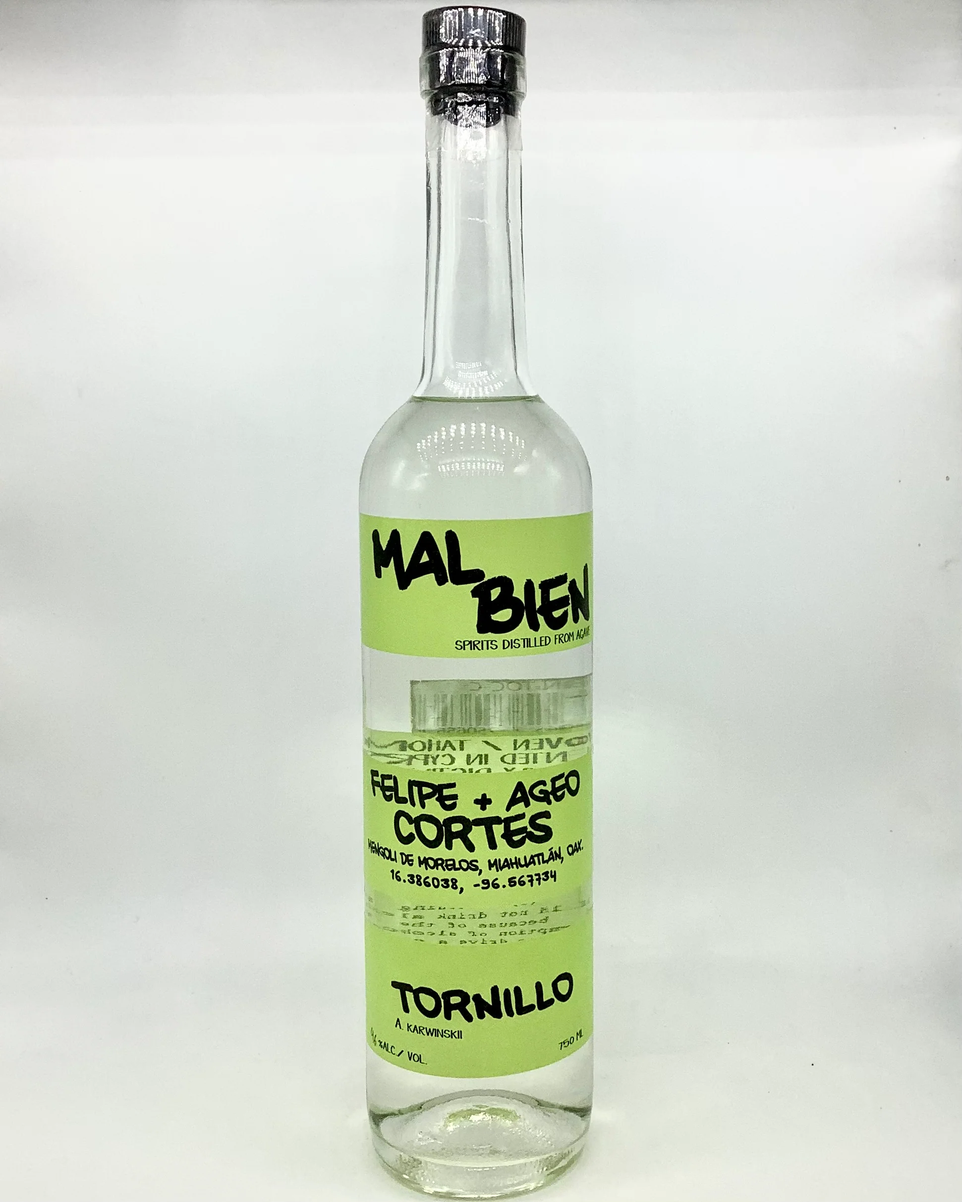 Mal Bien, Mezcal, Tornillo "Felip + Ageo Cortes", Oaxaca, Mexico 750ml